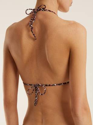 Matteau - The String Triangle Bikini Top - Womens - Brown Print