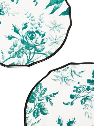 Gucci Set Of Two Herbarium Porcelain Dessert Plates - Green Multi