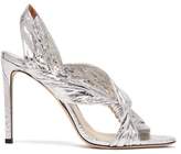 Thumbnail for your product : Jimmy Choo Lalia 100 Twisted Leather Slingback Sandals - Womens - Silver