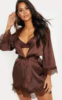 Thumbnail for your product : PrettyLittleThing Chocolate Lace Robe