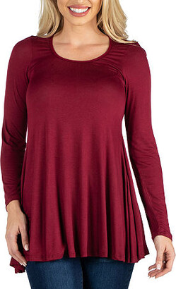 24SEVEN COMFORT APPAREL 24/7 Comfort Apparel Long Sleeve Solid Flared Tunic Top