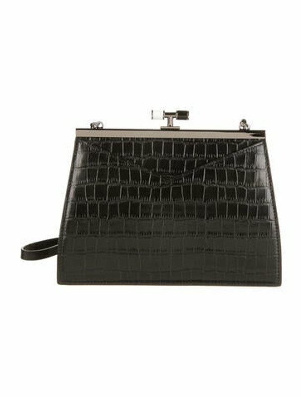THE VOLON Embossed Leather Frame Bag Black ShopStyle