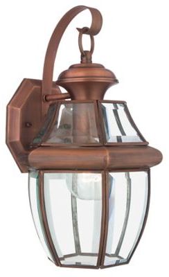 Quoizel Newbury 14-Inch 1-Light Wall-Mount Outdoor Lantern in Aged Copper