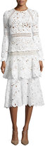 Thumbnail for your product : Oscar de la Renta Long-Sleeve Macrame Midi Dress, White