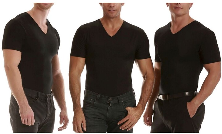 Instaslim Insta Slim Men's 3 Pack Compression Short Sleeve V-Neck T-Shirts