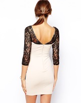 Thumbnail for your product : Lipsy Michelle Keegan Loves Body-Conscious Dress With Lace Sleeve and Waist Detail