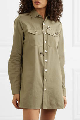 Figue Appliqued Cotton Shirt - Army green