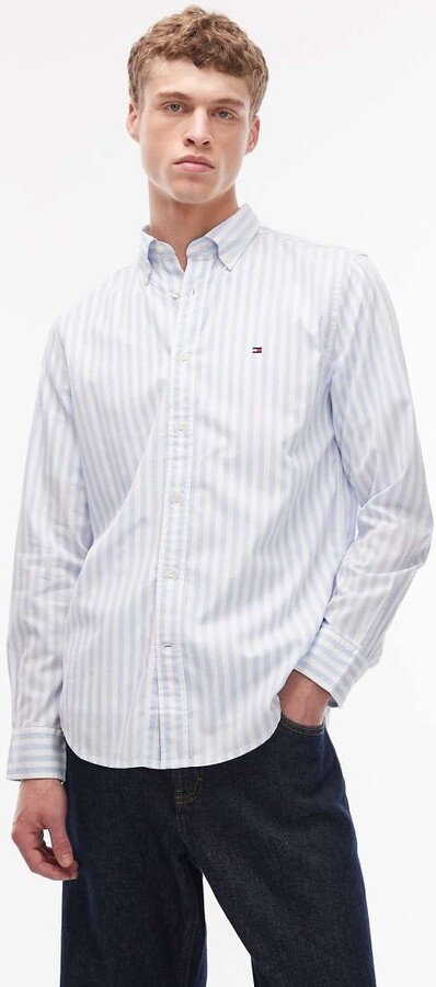 Tommy Hilfiger flex poplin shirt in light blue stripe