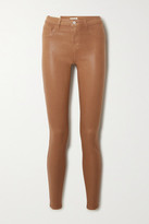 Thumbnail for your product : L'Agence Marguerite Coated High-rise Skinny Jeans - Tan