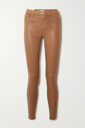 L'Agence Marguerite Coated High-rise Skinny Jeans - Tan