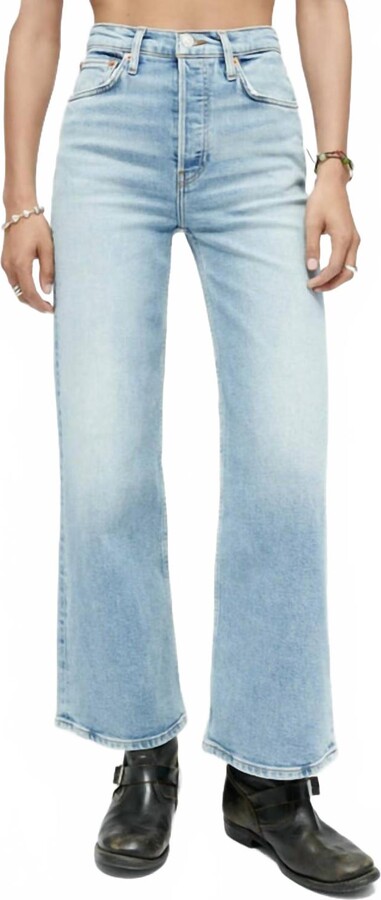 RE/DONE High Rise Wide Leg Crop Jean In Blazed Indigo