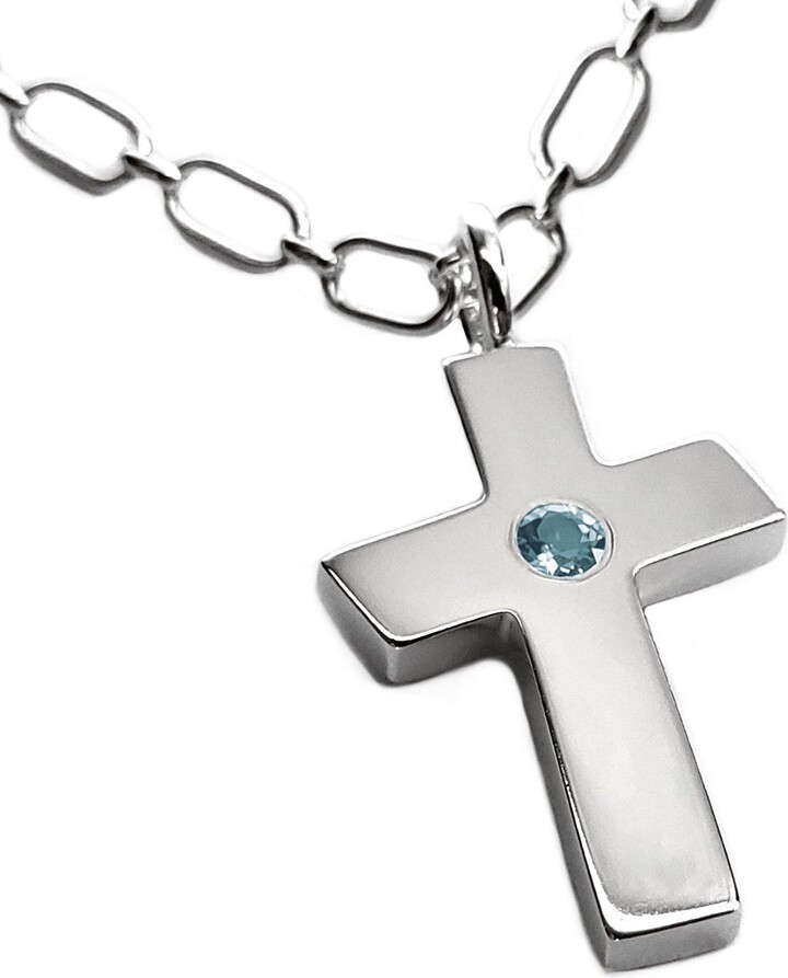 Etsy Large Blue Topaz Cross Pendant Sterling Silver Necklace