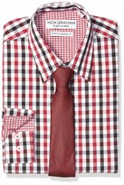 Thumbnail for your product : Nick Graham mens Stretch Modern Fit Mini Check Dress and Solid Tie Set Button Down Shirt