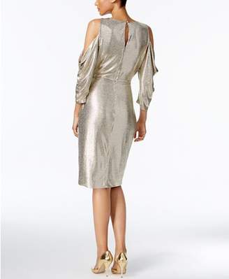 Rachel Roy Cold-Shoulder Metallic Wrap Dress
