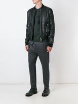 Thumbnail for your product : DSQUARED2 leather bomber jacket - men - Cotton/Lamb Skin/Acrylic/Wool - 52