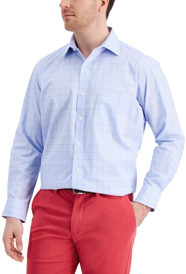 Club Room Men's Classic/Regular Fit Stretch Small Glen Plaid Dress