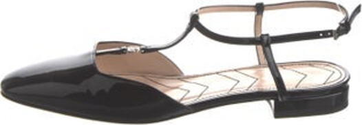 Gucci Patent Leather Flats Black Double G Logo Square-Toes Wrap-Around Straps & Buckle Closure at Ankles Includes Box & Dust Bag Designer