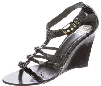 Givenchy Patent Leather Wedge Sandals