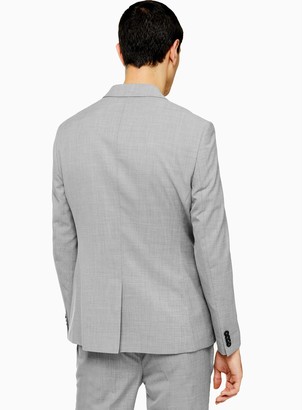 Topman Grey Marl Skinny Fit Single Breasted Suit Blazer With Notch Lapels