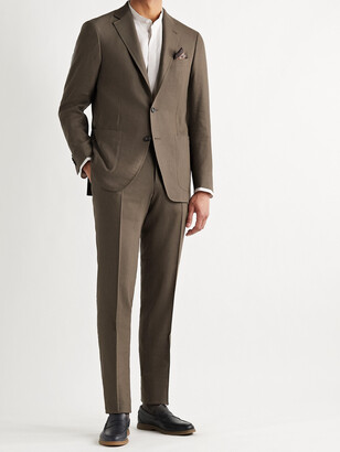 Canali Kei Slim-Fit Tapered Linen And Wool-Blend Suit Trousers