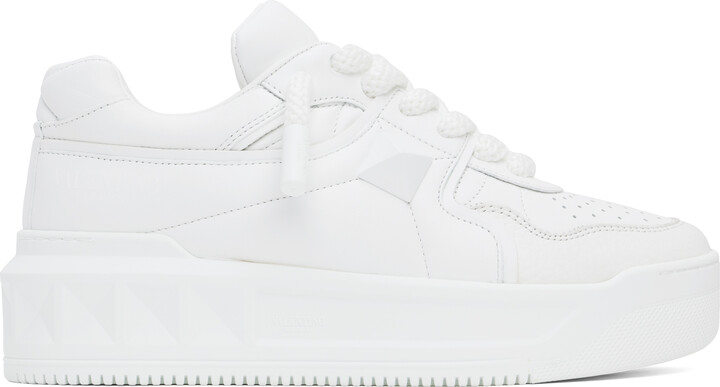Valentino Garavani White One Stud XL Nappa Leather Low-Top Sneakers