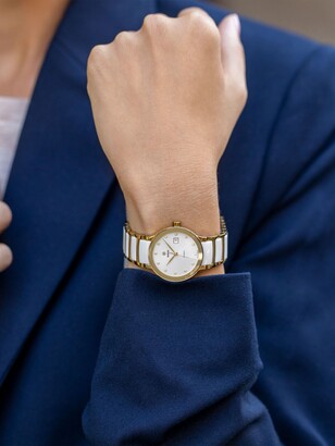 Rado R30080752 Women's Centrix Diamond Date Bi-Material Bracelet Strap Watch, White/Gold