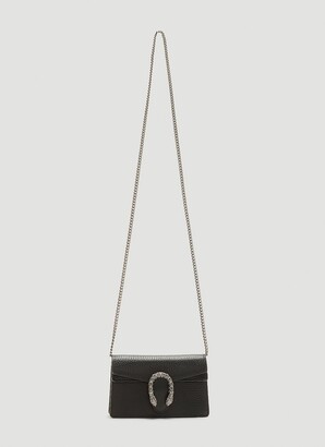 Gucci Super Mini Dionysus Leather Shoulder Bag - Black
