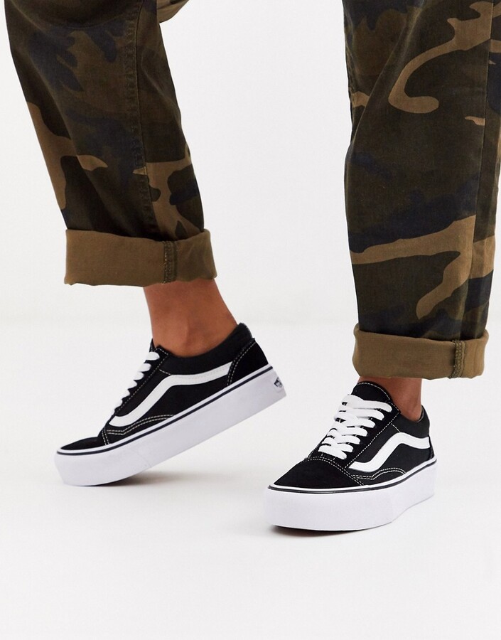 Vans Old platform sneakers in black and white - ShopStyle