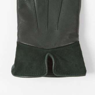 Paul Smith Women's Green Sheep Leather Suede Panelled Gloves