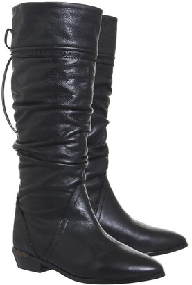 Office Kitty Vintage Slouch Boots Black Leather