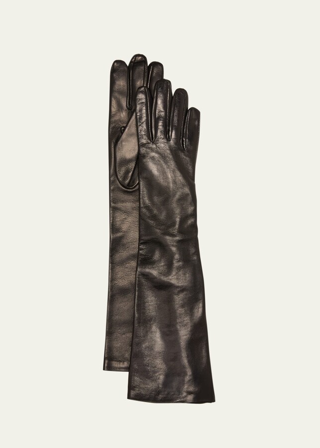 Chanel Black Patent Leather Fingerless Gloves with Silver Chain Link trim  ref.799568 - Joli Closet