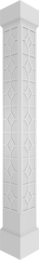 Ekena Millwork 12"W x 10'H Craftsman Classic Square Non-Tapered Kinsman Fretwork Column w/ Mission Capital & Mission Base