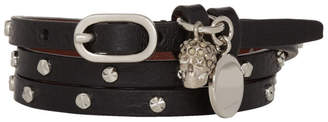 Alexander McQueen Black and Silver Studded Multi Wrap Bracelet