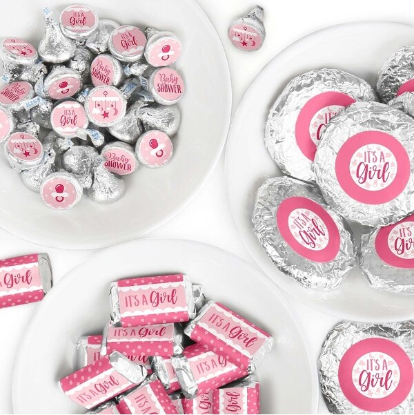 Big Dot of Happiness It's A Girl - Mini Candy Bar Wrappers, Round Candy  Stickers & Circle Stickers - Pink Baby Shower Candy Favor Sticker Kit -304  Pcs - ShopStyle Home & Living