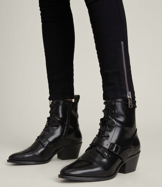AllSaints Katy Poli Leather Boots | Size 6 | Black - ShopStyle