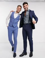Thumbnail for your product : ASOS DESIGN wedding skinny suit pants in blue and purple tonic