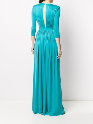 Elisabetta Franchi Deep V-Neck Sequin-Embroidered Dress