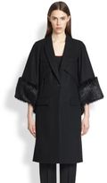 Thumbnail for your product : Givenchy Fur-Trimmed Wool Convertible Cape Coat
