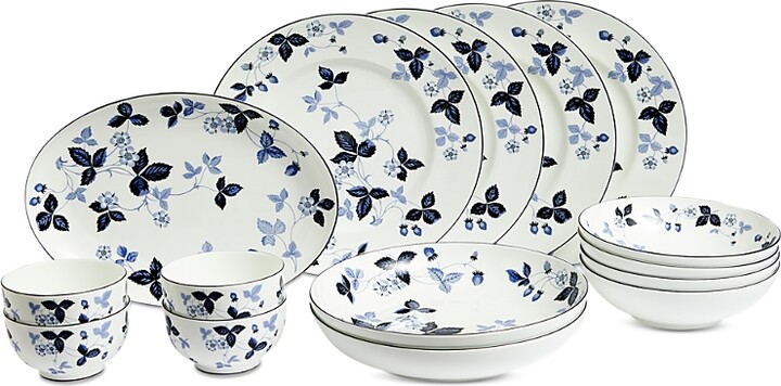 Wedgwood Wild Strawberry Inky Blue Dinnerware 15 Piece Set Service for 4