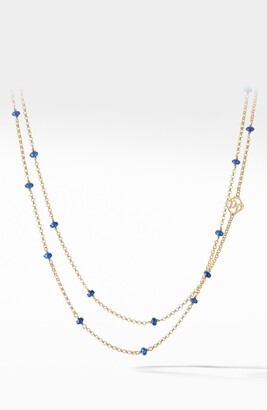 David Yurman Cable Collectibles Bead and Chain Necklace in 18K Yellow Gold with Blue Sapphires