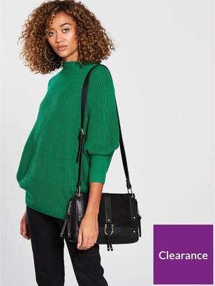 Very Funnel Neck Ribbed Jumper - Evergreen