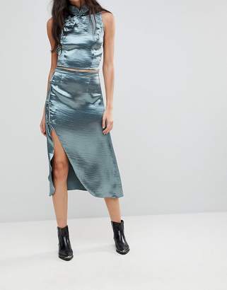 Glamorous Tall Wrap Front Midi Skirt In Satin Co-Ord