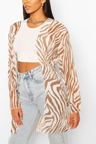 Thumbnail for your product : boohoo Tonal Zebra Midi Kimono