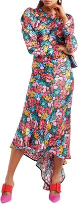 ATTICO Floral-print Silk-satin Midi Dress