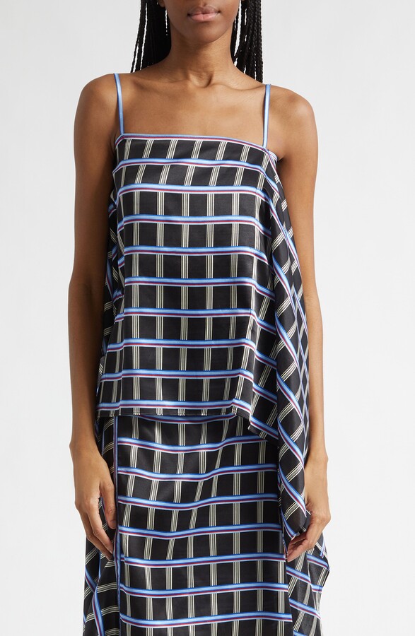EENK Check Slip Drape Silk & Cotton Top