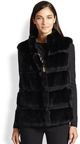 Thumbnail for your product : Diane von Furstenberg Funnelia Rabbit Fur & Leather Striped Vest