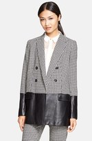 Thumbnail for your product : Rachel Zoe 'Huxley' Houndstooth Leather Panel Coat