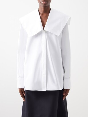 Jil Sander Sailor-collar Cotton-poplin Shirt - White