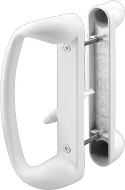 PrimeLine Prime-Line Sliding Glass Door Handle Set Replace Old or Damaged Door Handles Quickly and Easily Painted White Diecast, Mortise/Hook Style, Fits 3-