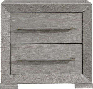 Hokku Designs Contemporary Nightstand With 2 Storage Drawer, 28'' Gray Wooden Bedside Table